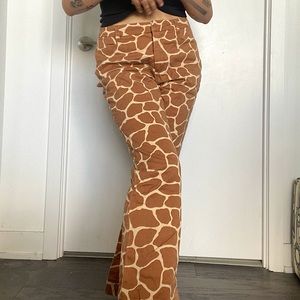 Giraffe Print Flare Pants